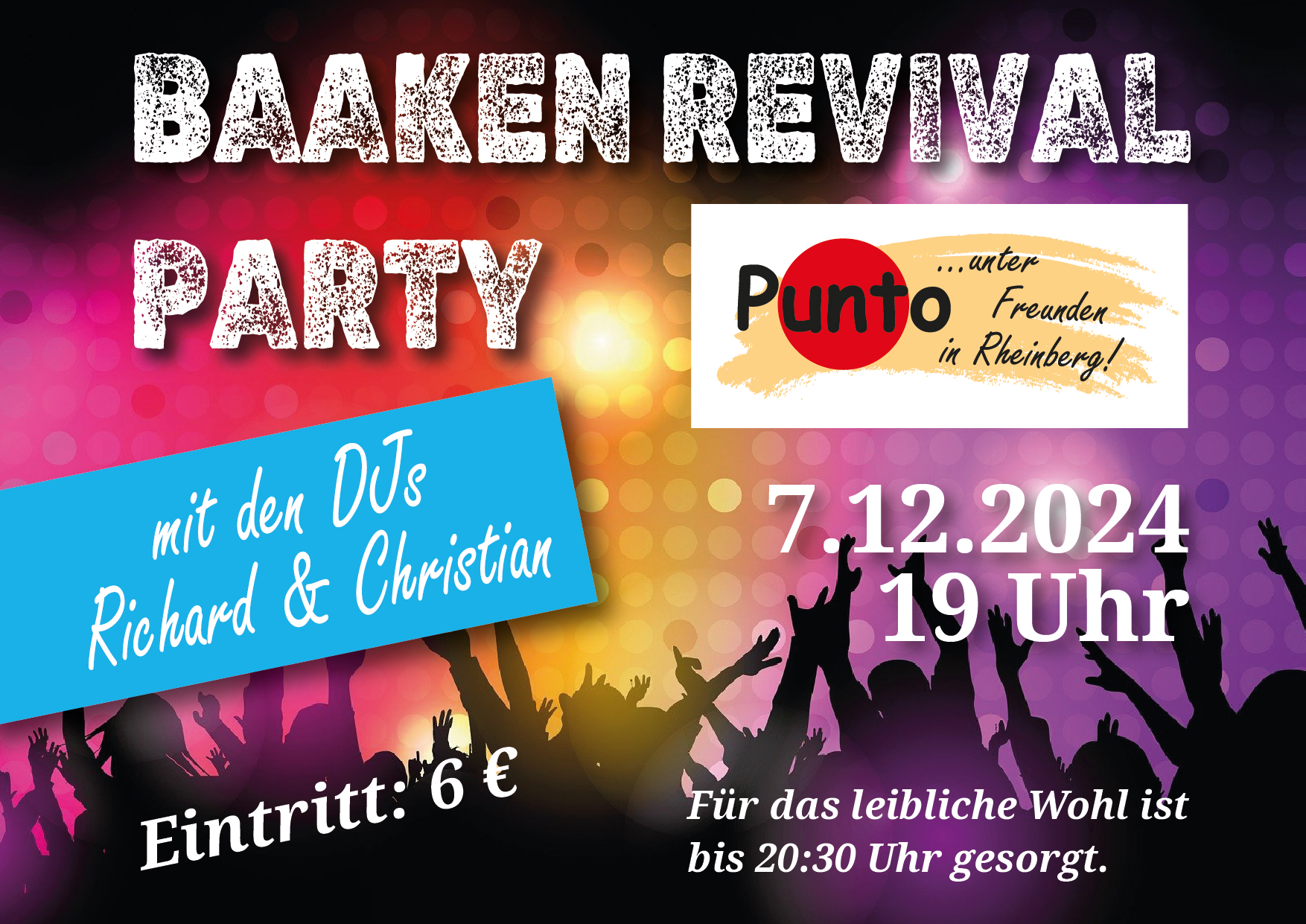 Baaken Revival Party 2024 am 7.12.2024 ab 19 Uhr im Punto in Rheinberg