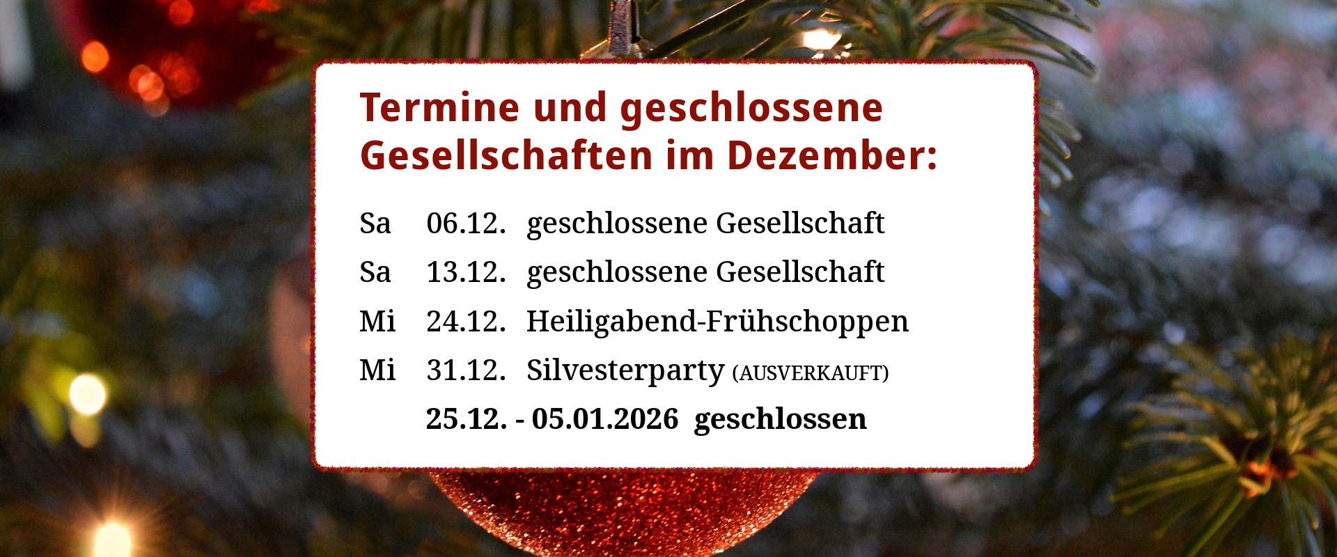 Termine Punto Dezember 2025